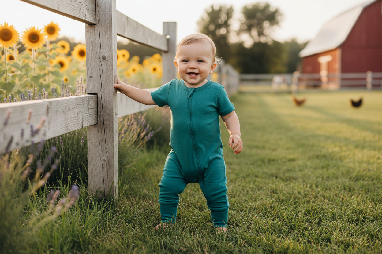 Short Sleeve Bamboo Sleep + Play Rompers