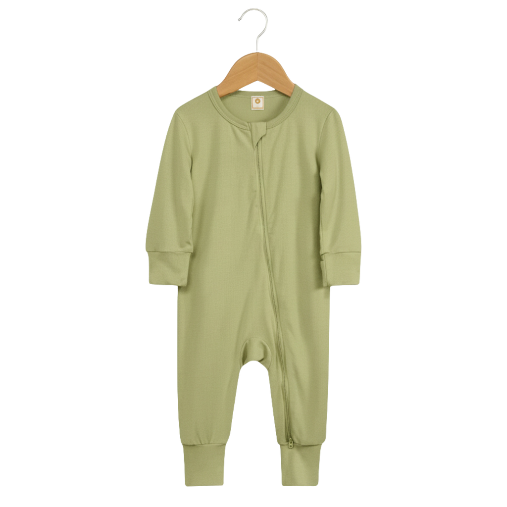 Long Sleeve Bamboo Sleep + Play Romper - Moss