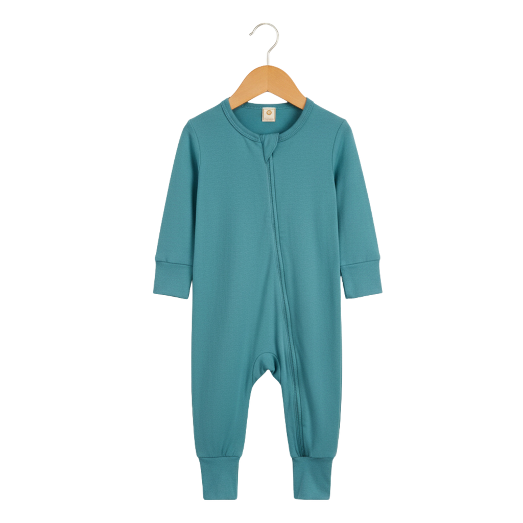 Long Sleeve Bamboo Sleep + Play Romper - Rain