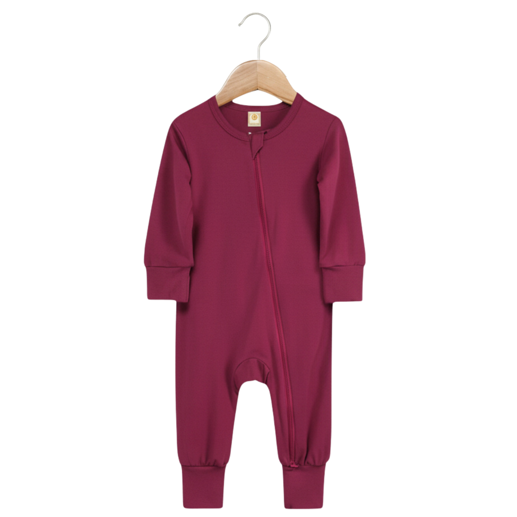 Long Sleeve Bamboo Sleep + Play Romper - Merlot