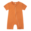 The Shortie - Bamboo Sleep + Play Romper - Tangerine
