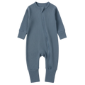 Long Sleeve Ribbed Bamboo Sleep + Play Romper - Cyan