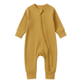 Long Sleeve Ribbed Bamboo Sleep + Play Romper - Goldie