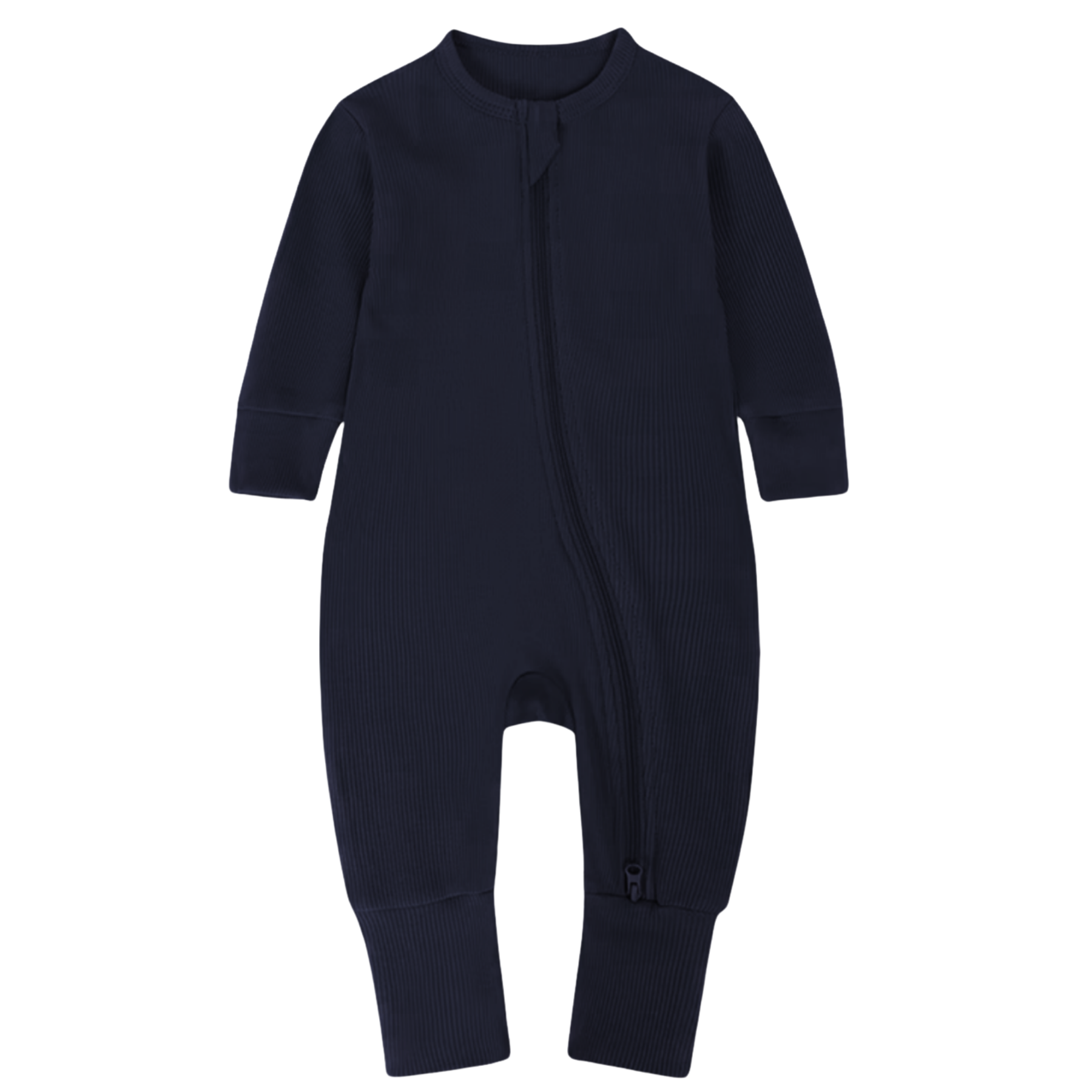 Long Sleeve Ribbed Bamboo Sleep + Play Romper - Night