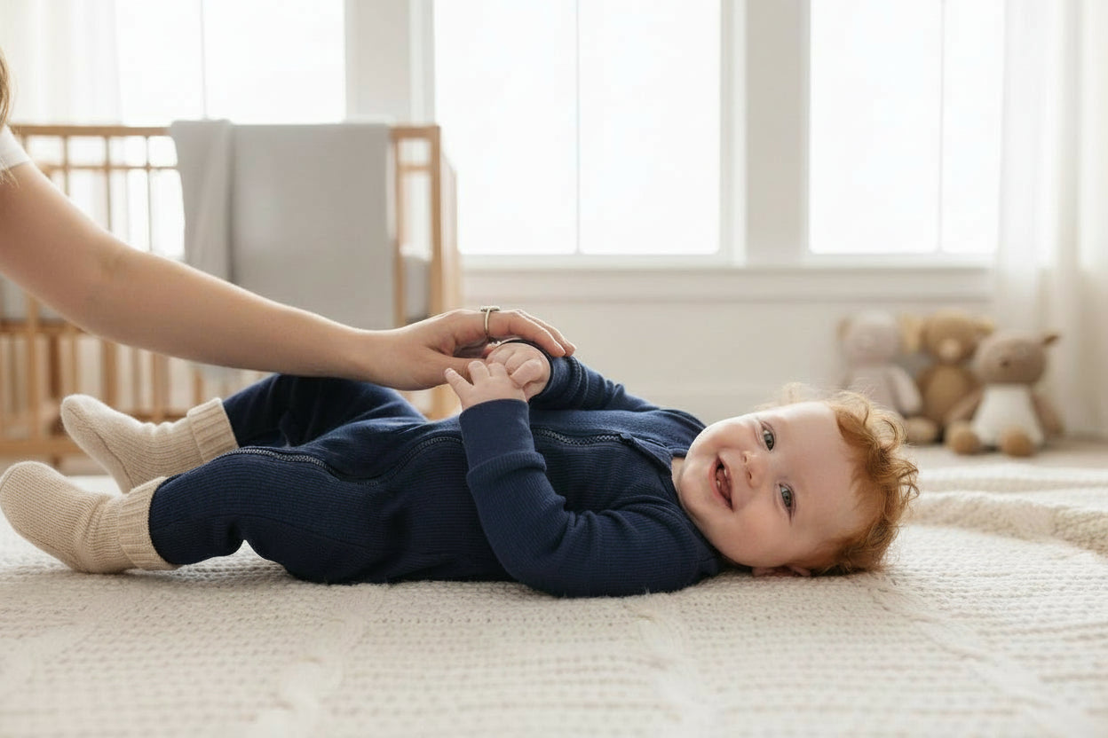 Long Sleeve Bamboo Sleep + Play Romper - Captain