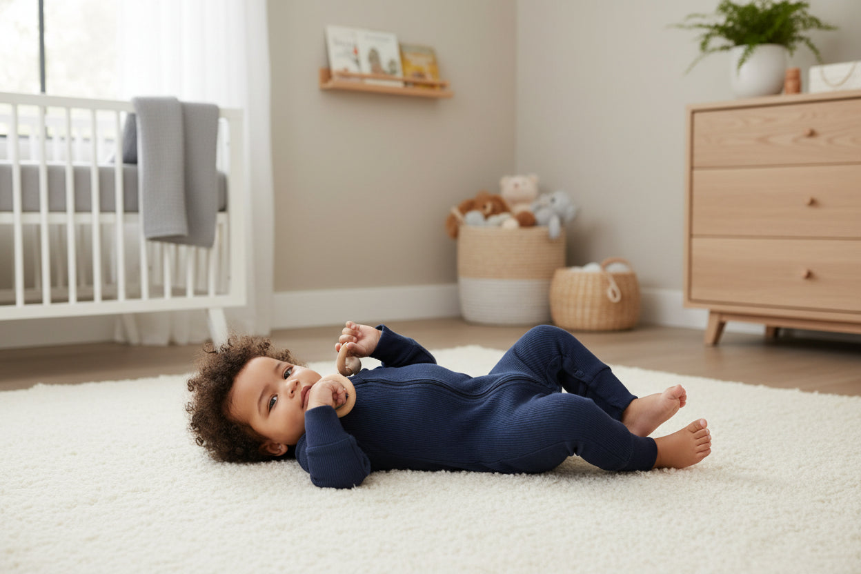 Long Sleeve Ribbed Bamboo Sleep + Play Romper - Captain