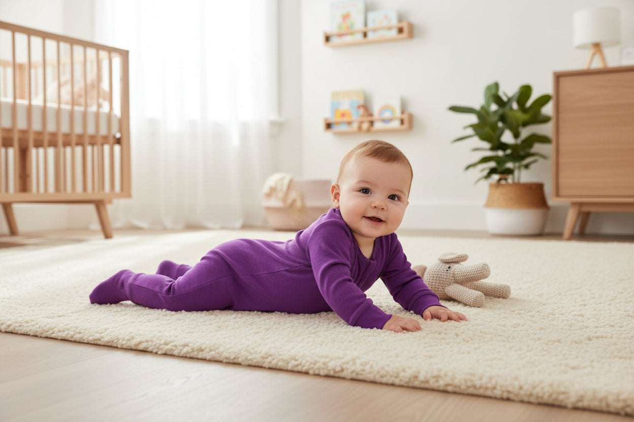 Long Sleeve Ribbed Bamboo Sleep + Play Romper - Popsicle