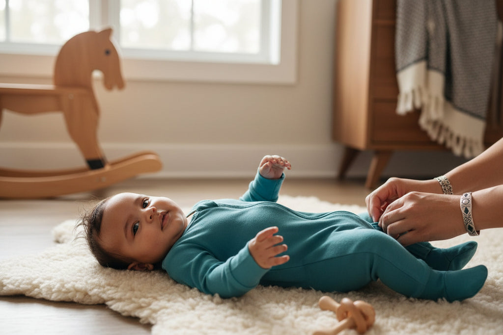 Long Sleeve Bamboo Sleep + Play Romper - Rain
