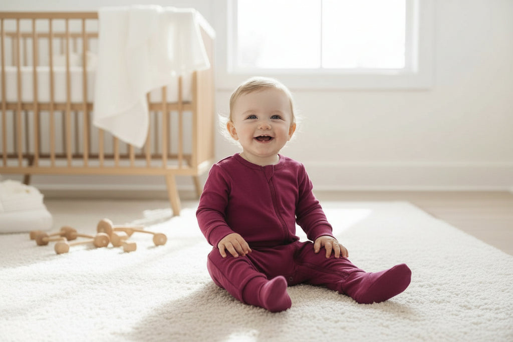Long Sleeve Bamboo Sleep + Play Romper - Merlot