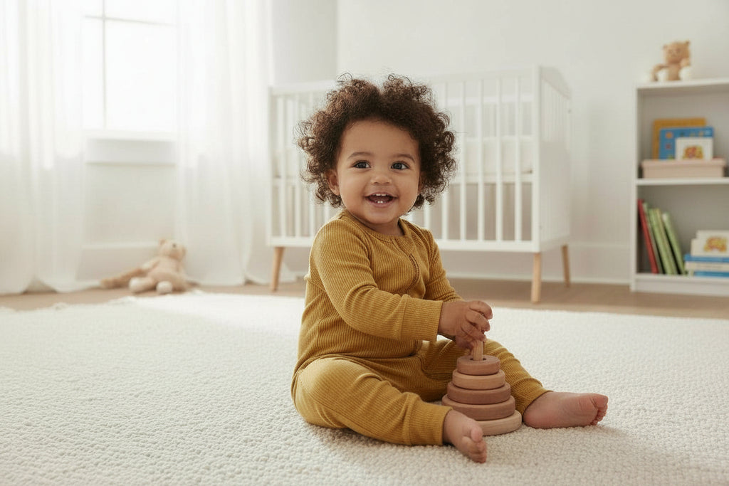 Long Sleeve Ribbed Bamboo Sleep + Play Romper - Goldie